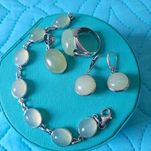 MATY french jewerly silver/jade stone set